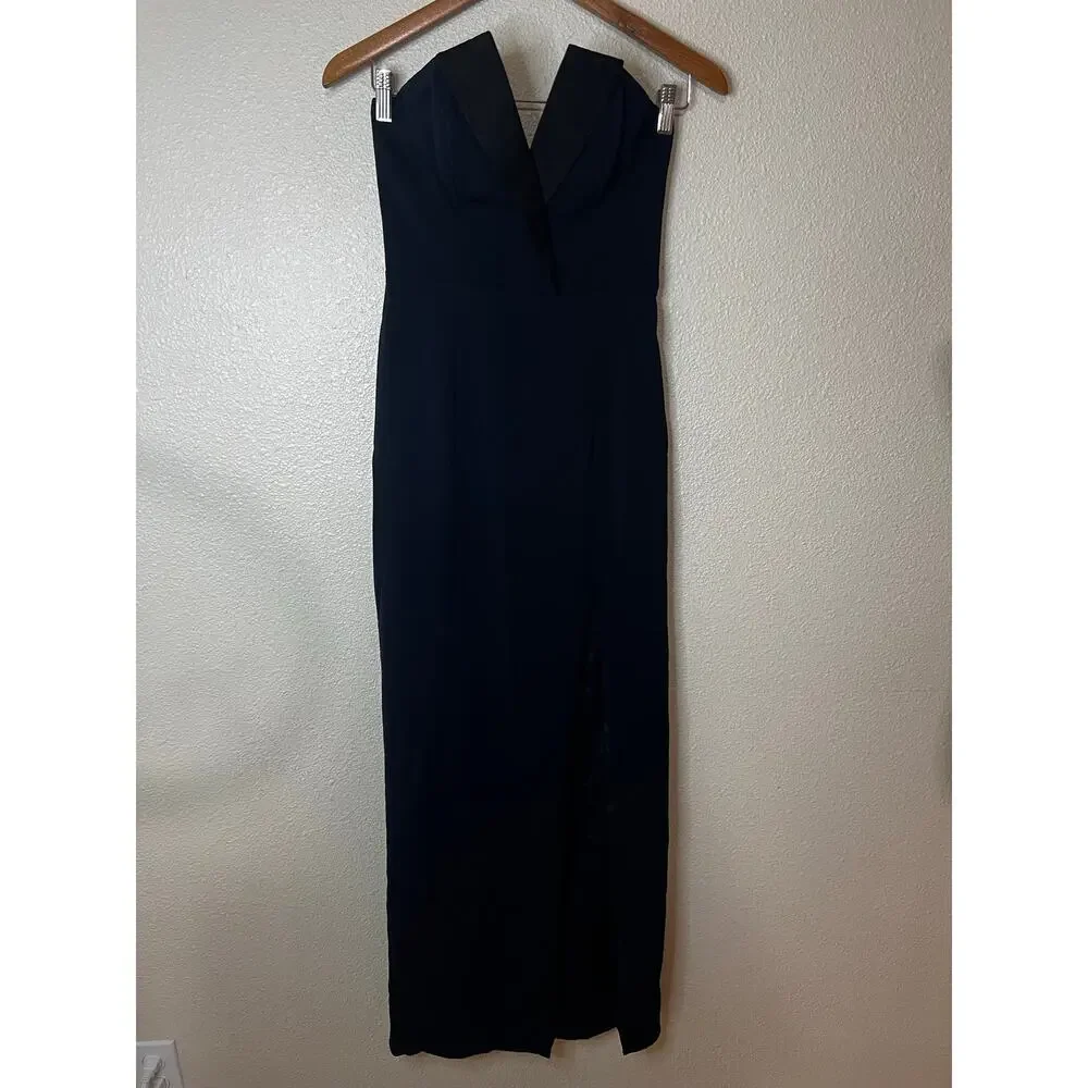 Jay Godfrey Sylvia Black Navy Blue Strapless Tuxedo Gown WOMENS 0 - Picture 2 of 9